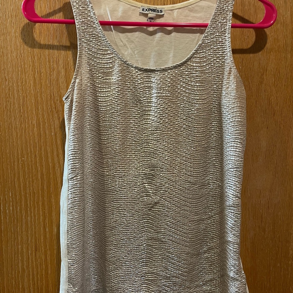 Express Silver Sequin Sleeveless Tank Top